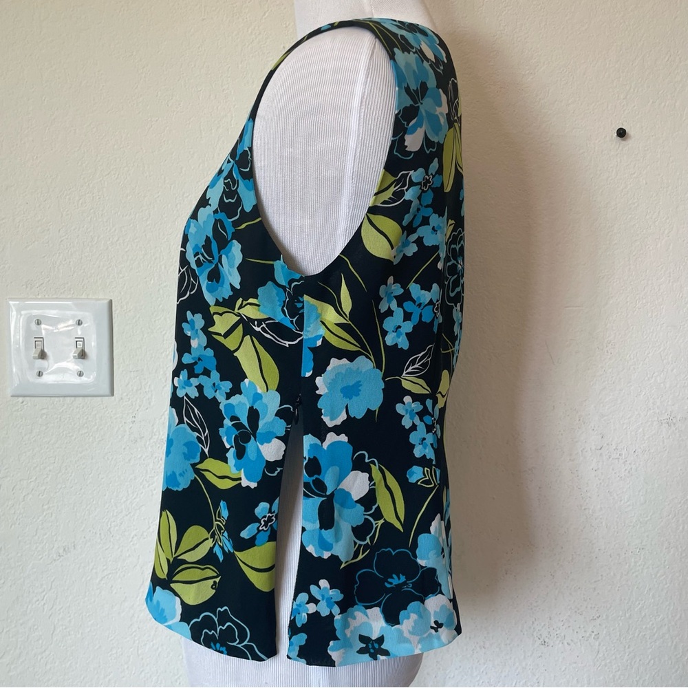 Annex Petite Blue Floral 2pc Skirt Matching Set Sleeveless Midi Small 2000s - Picture 3 of 13